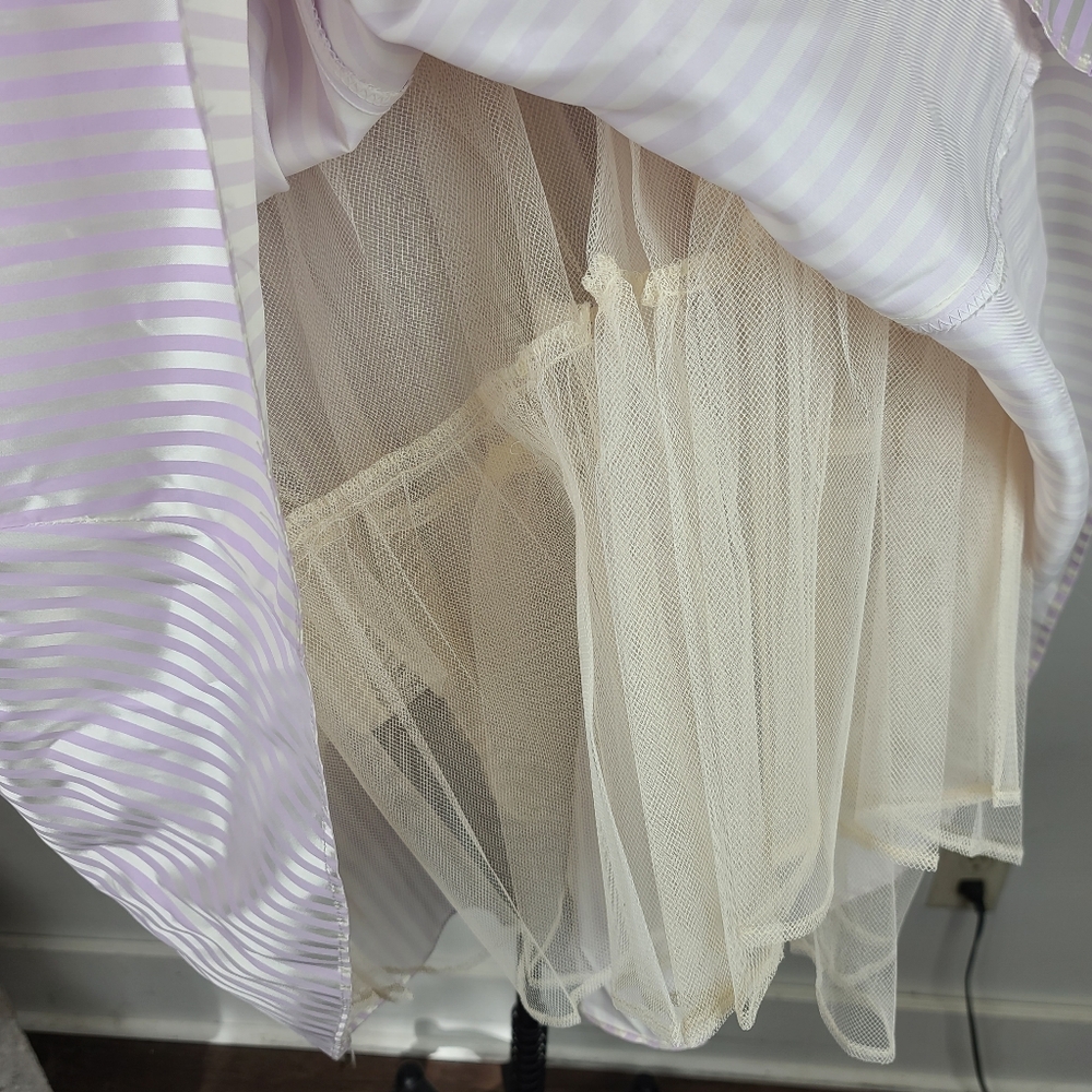 Vintage Gunne Sax Lavender Purple Striped Sweethart Neckline Midi Party Dress 7 - Picture 15 of 16